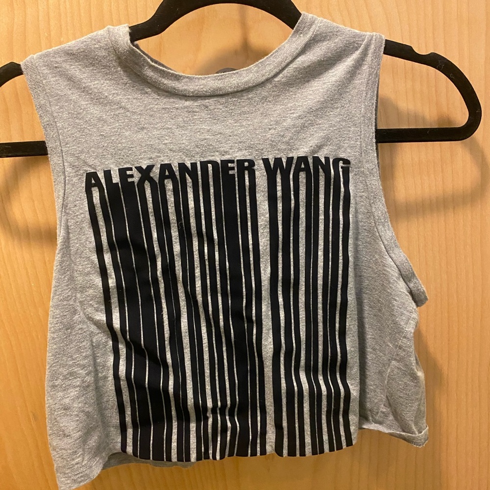 ALEXANDER WANG CROPPED BARCODE TANK GREY